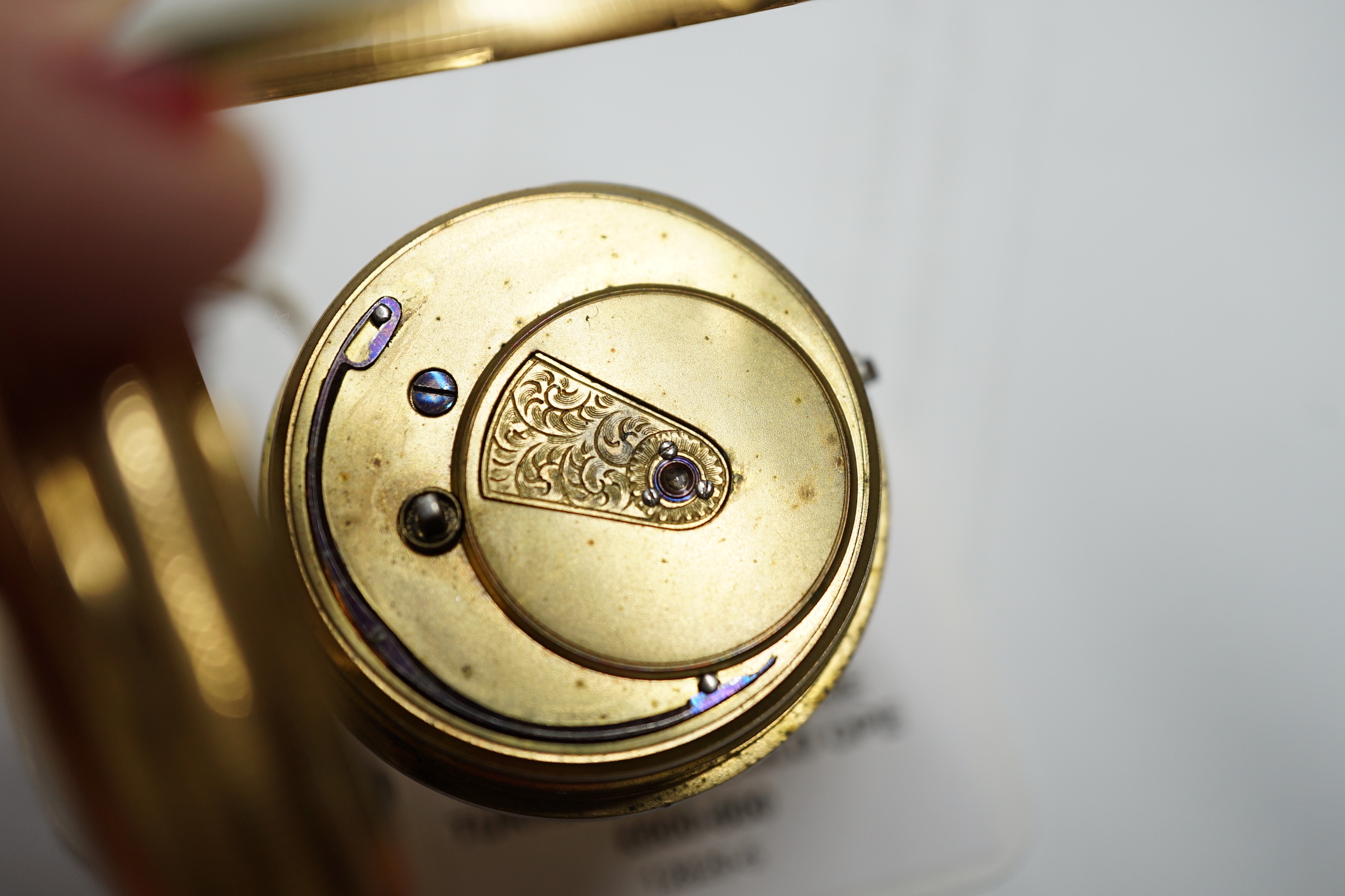 A George III engine turned 18ct gold open face pocket watch, by Young & Sons, Newcastle on Tyne